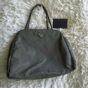 Authentic PRADA Vintage Mini Tote Bag Handbag Nylon in Khaki
